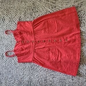 UO Cope Red Linen Cotton Blend Dress Size M